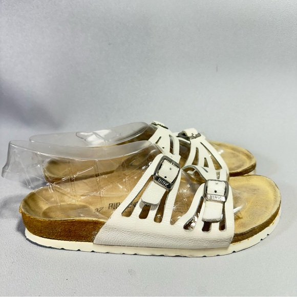 Birkenstock Rare Granada White Leather Sandals - Picture 1 of 14